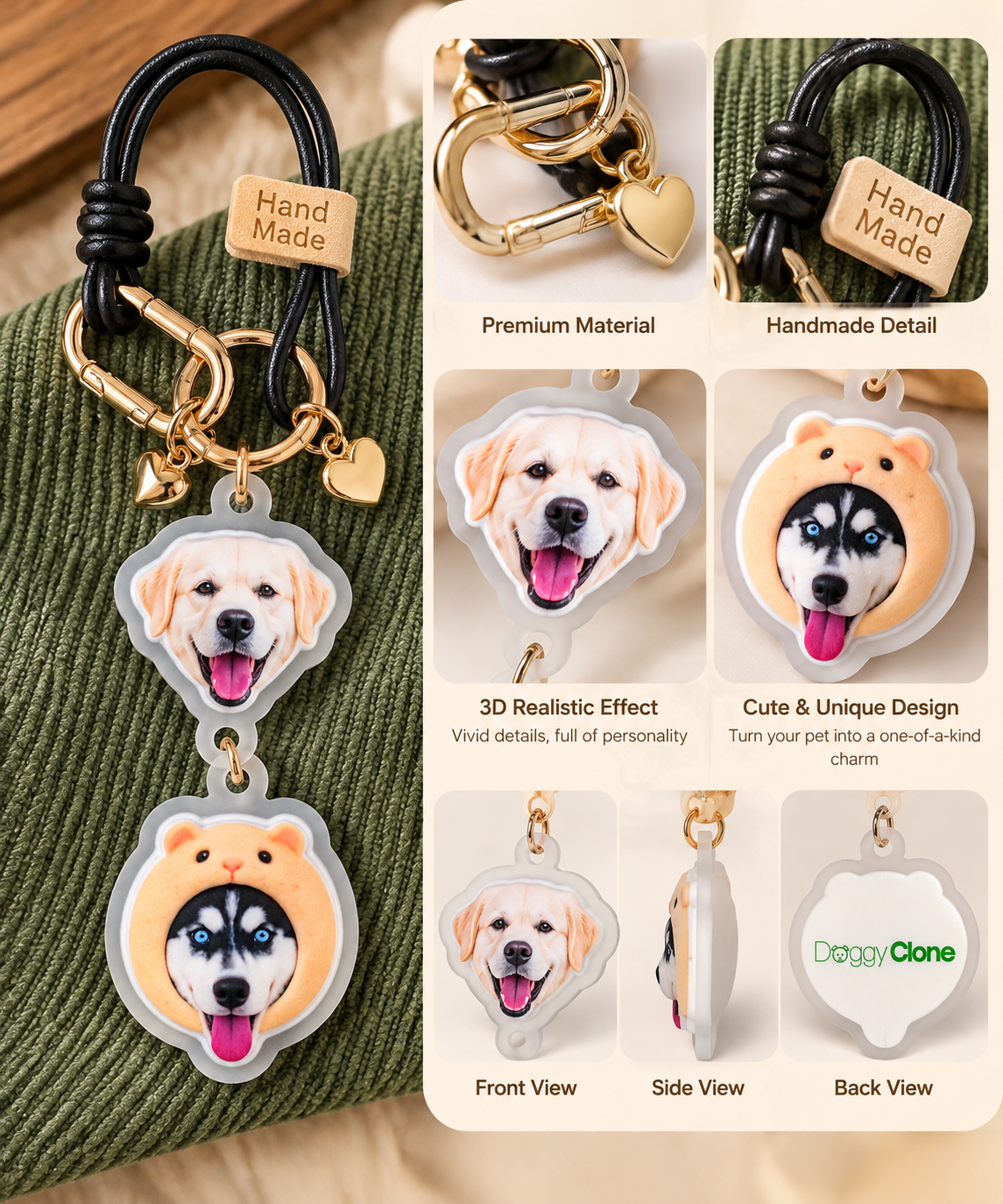 Personalized 3D Pet Keychain Charm
