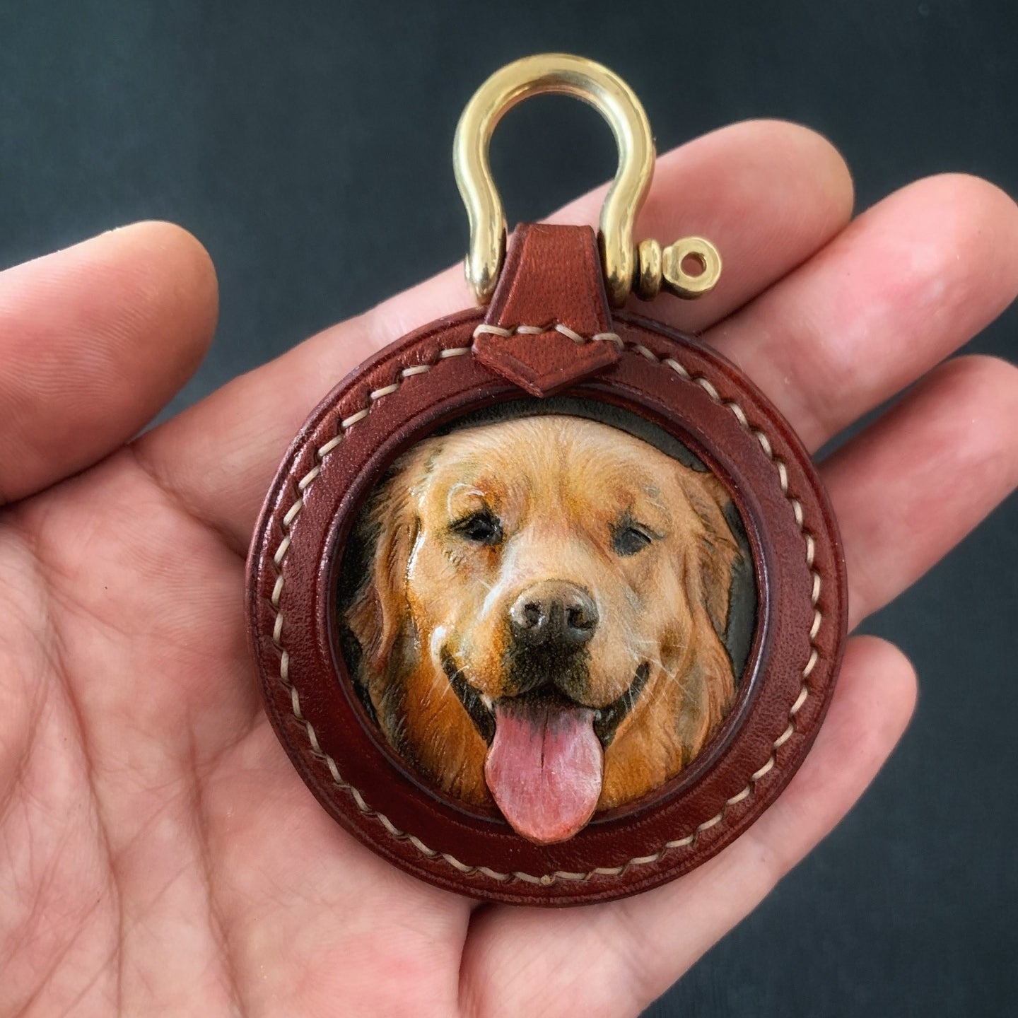 dog leather keychain